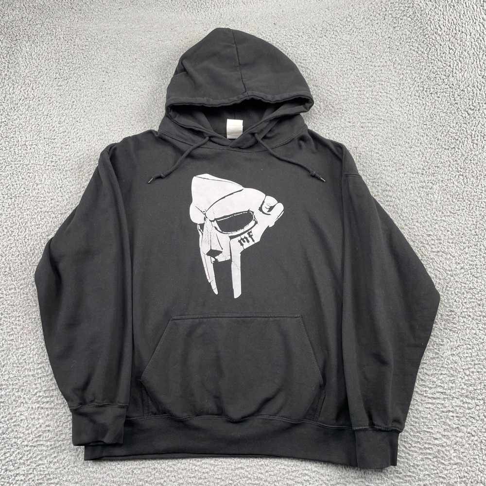 MF DOOM Mask Graphic Pullover Sweatshirt 5108 Three Layer Hoodie Mens L Black